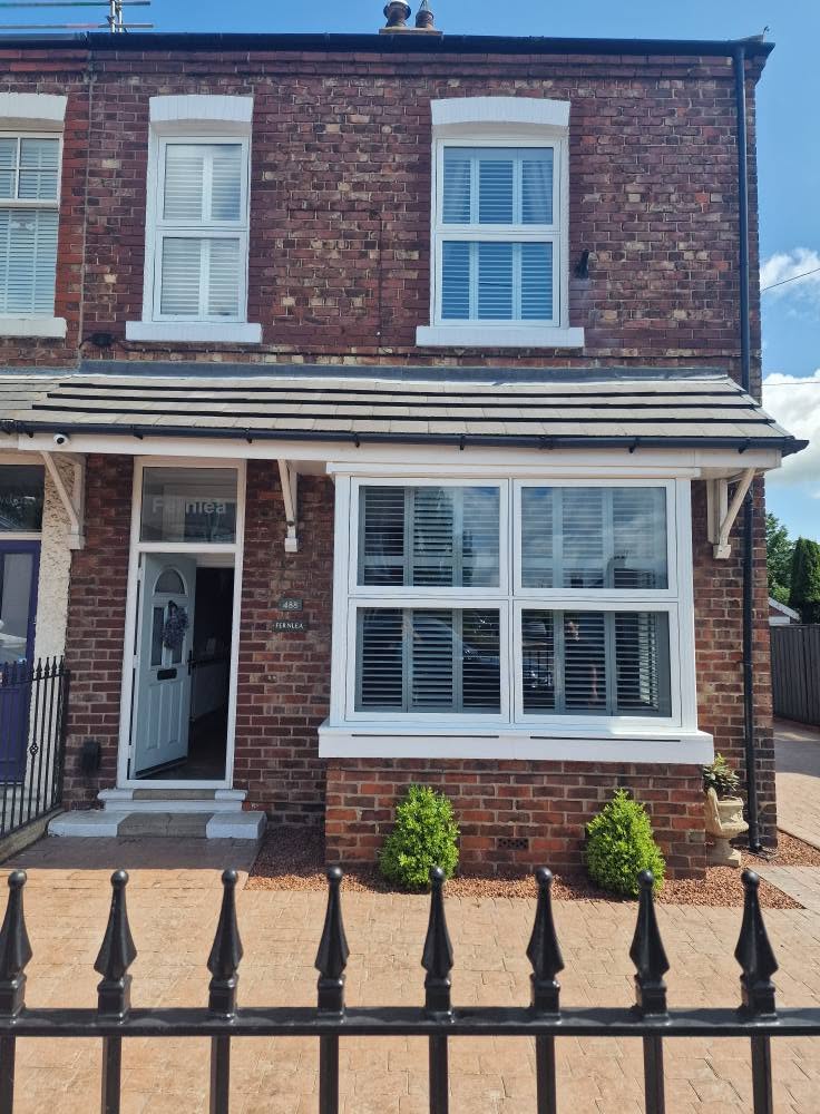 Liniar 70mm flush sash windows fitted to Fernlea, a Victorian brick end-terrace in Middlesbrough